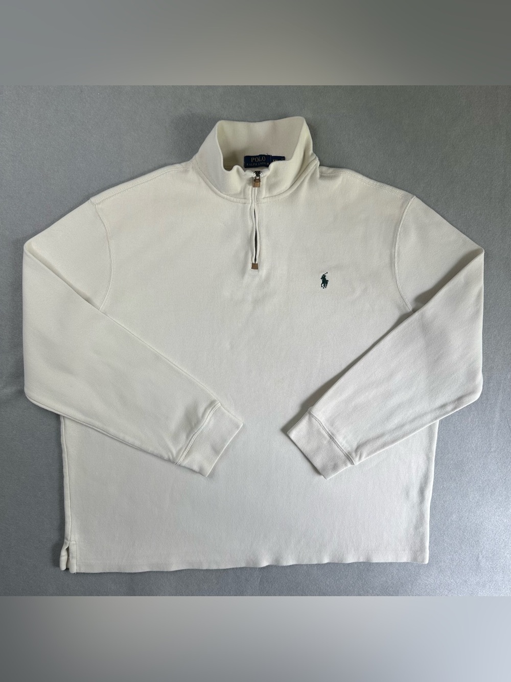 Polo by Ralph Lauren Cream Quarter-Zip Pullover with Navy Pony
